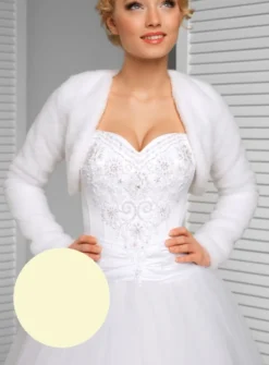 Boléro femme fausse fourrure manches longues
