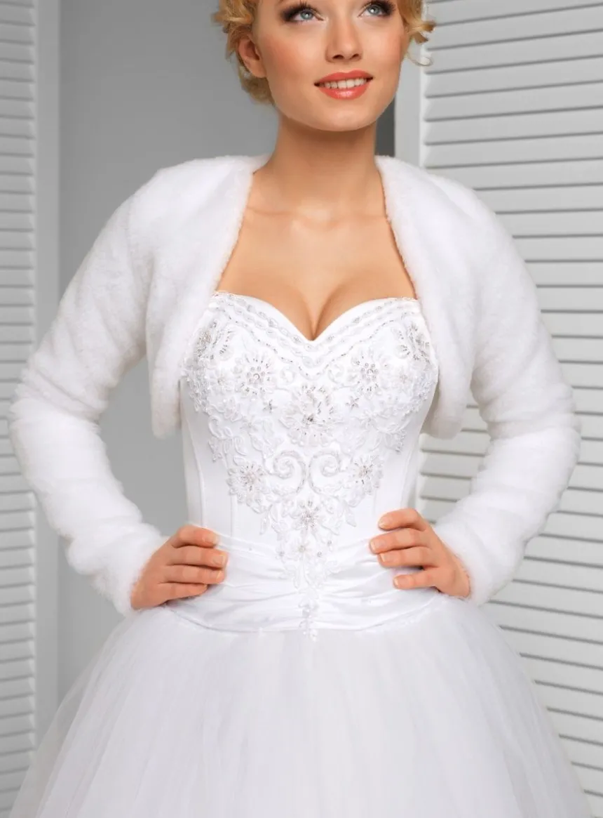 Boléro femme fausse fourrure manches longues