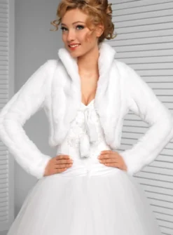Boléro femme fausse fourrure manches longues