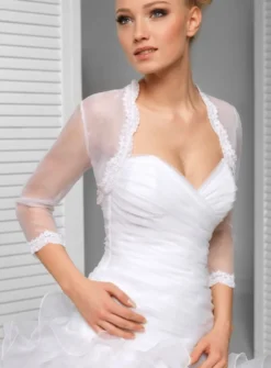 Boléro femme organza dentelle manches 3/4
