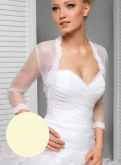 Boléro femme organza dentelle manches 3/4