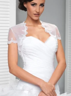 Boléro femme organza dentelle manches courtes