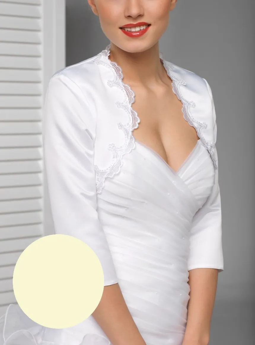 Boléro femme satin dentelle manches 3/4