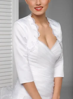 Boléro femme satin dentelle manches 3/4