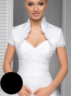 Boléro femme satin dentelle manches courtes
