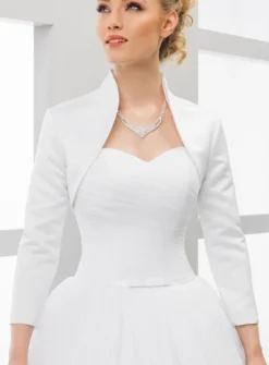 Boléro femme satin manches 3/4 col montant