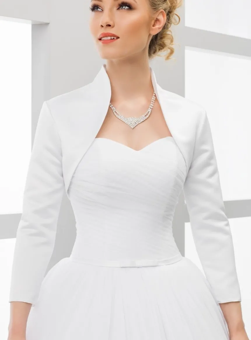 Boléro femme satin manches 3/4 col montant