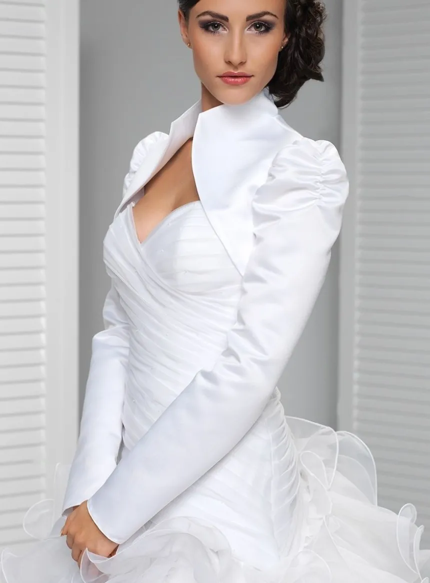 Boléro femme satin manches longues col montant