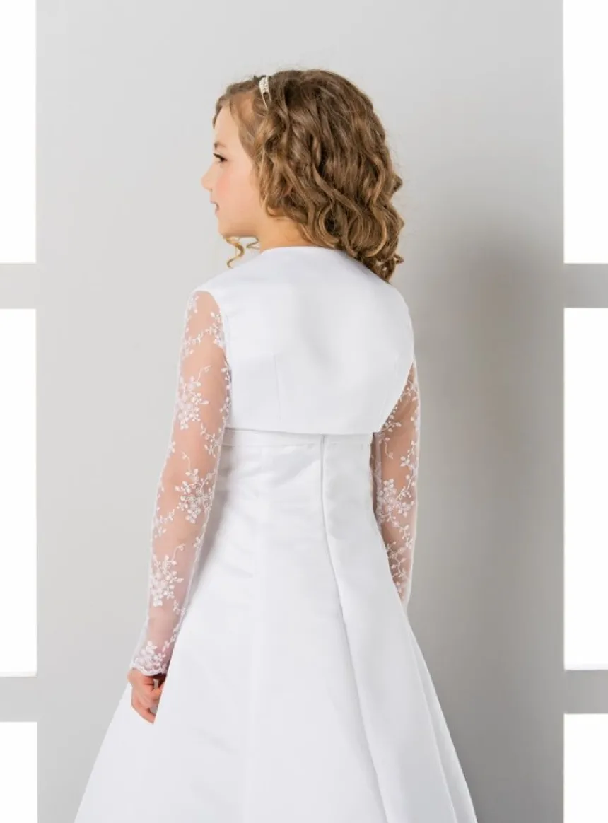 Boléro fille court dentelle et satin