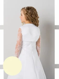 Boléro fille court dentelle et satin