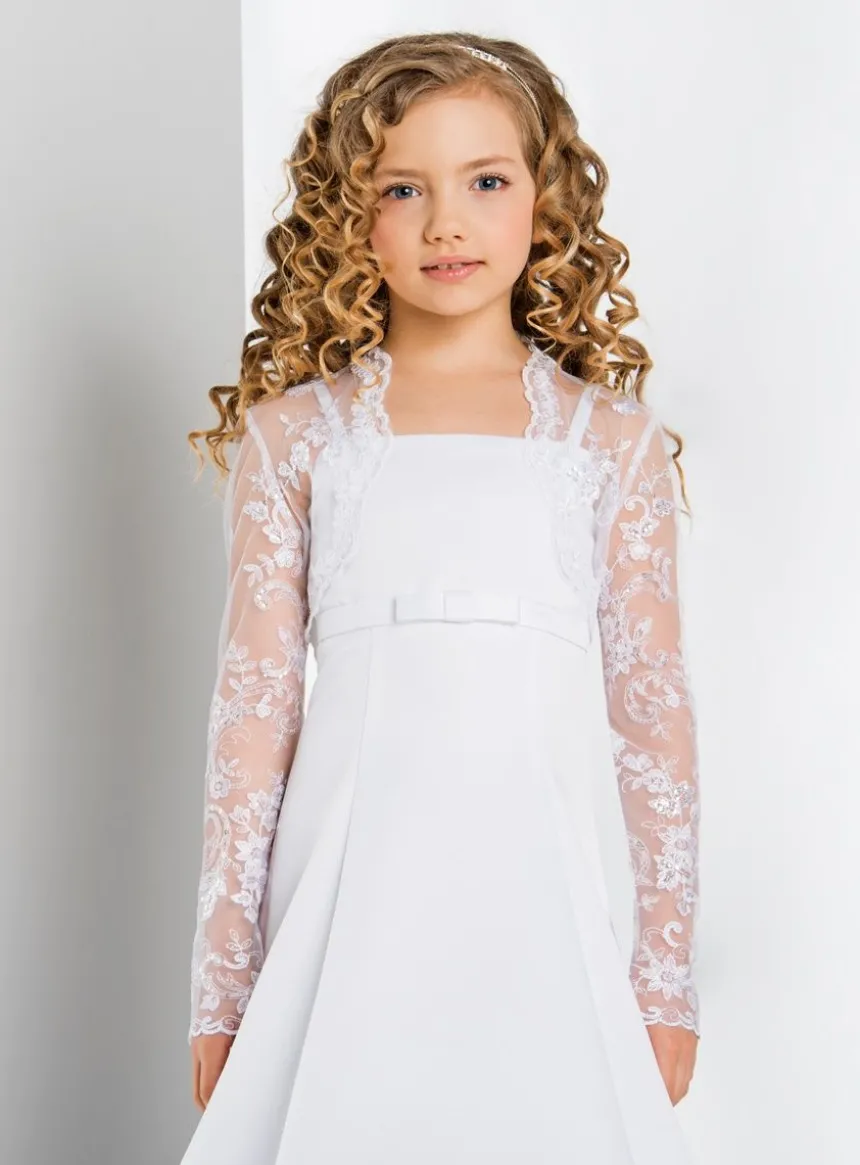 Boléro fille court dentelle perlée
