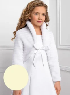 Boléro fille fausse fourrure et nœud