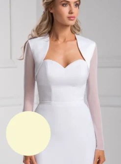 Boléro mariage en satin et mousseline élastique manches longues