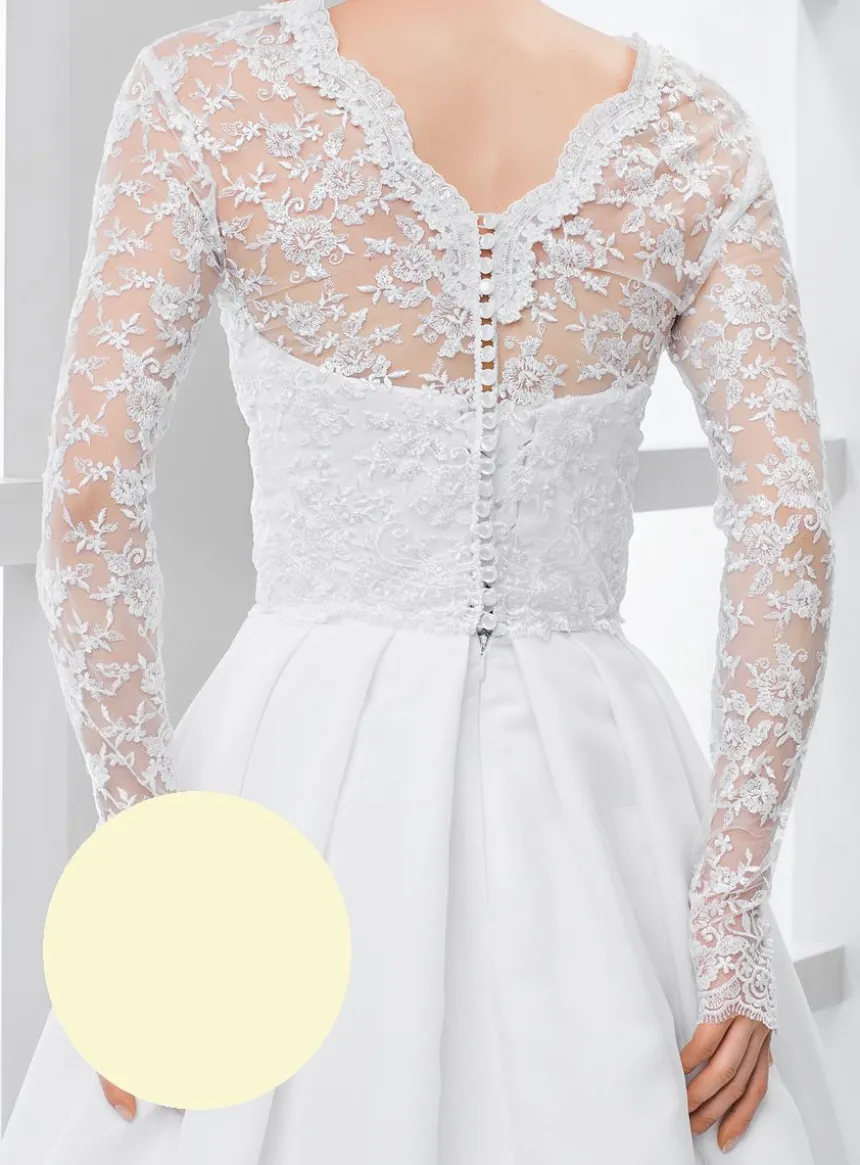 Boléro mariée brodé dos boutonné manches longues