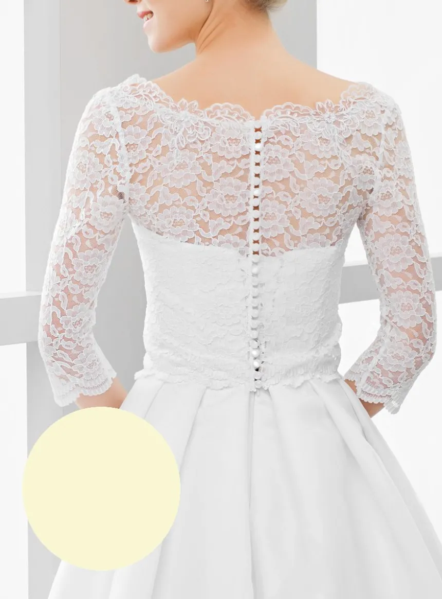 Boléro mariée dentelle dos boutonné manches 3/4