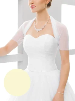 Boléro mariée mousseline manches courtes