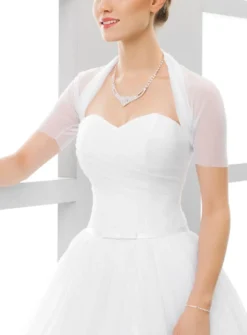 Boléro mariée mousseline manches courtes