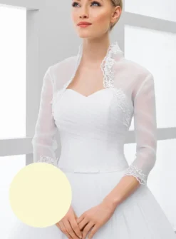 Boléro mariée organza dentelle manches 3/4