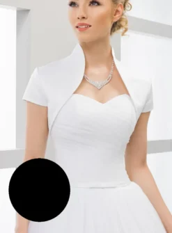 Boléro mariée ou soirée court satin manches courtes