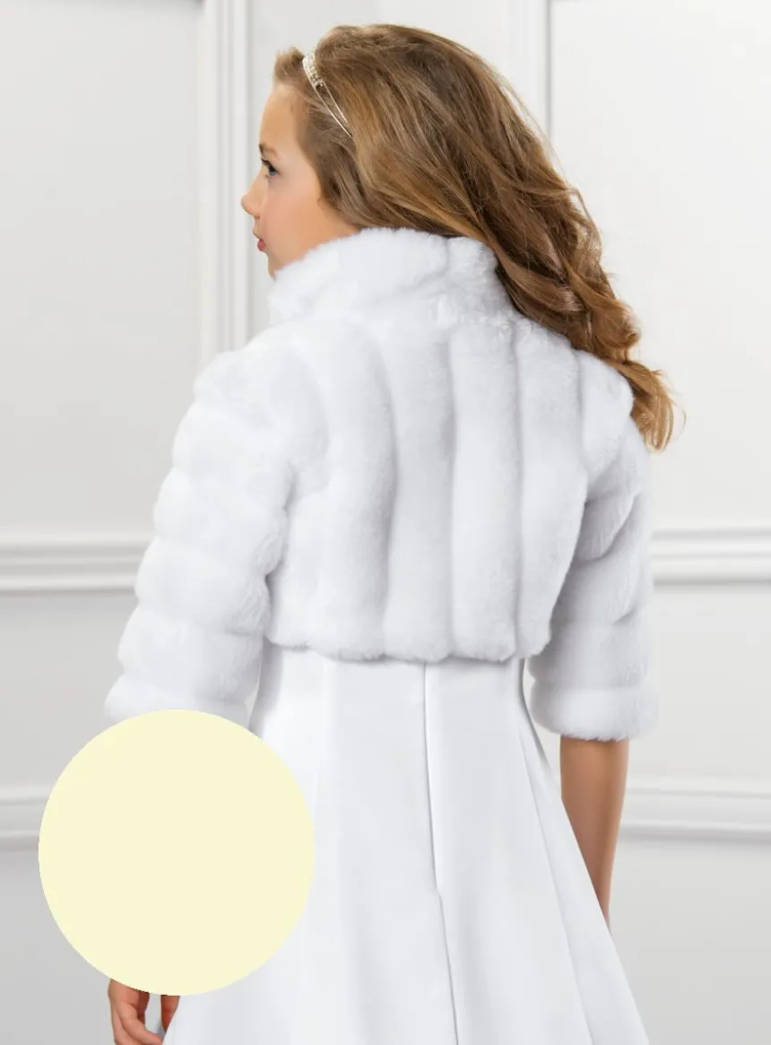 Boléro pour fille en fausse fourrure manches 3/4