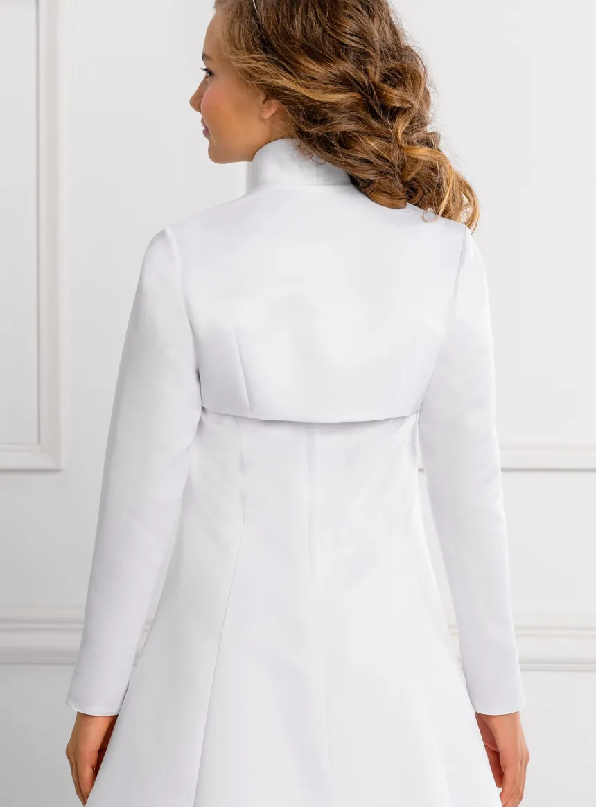 Boléro satin court manches longue cérémonie fille