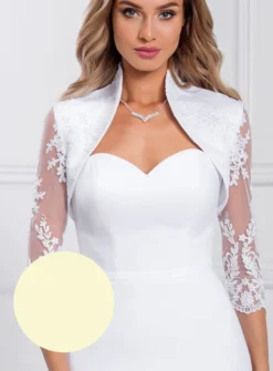 Boléro satin et dentelle femme manches 3/4