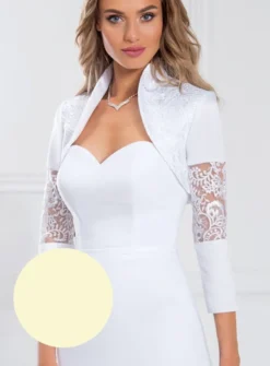 Boléro satin et dentelle manches 3/4