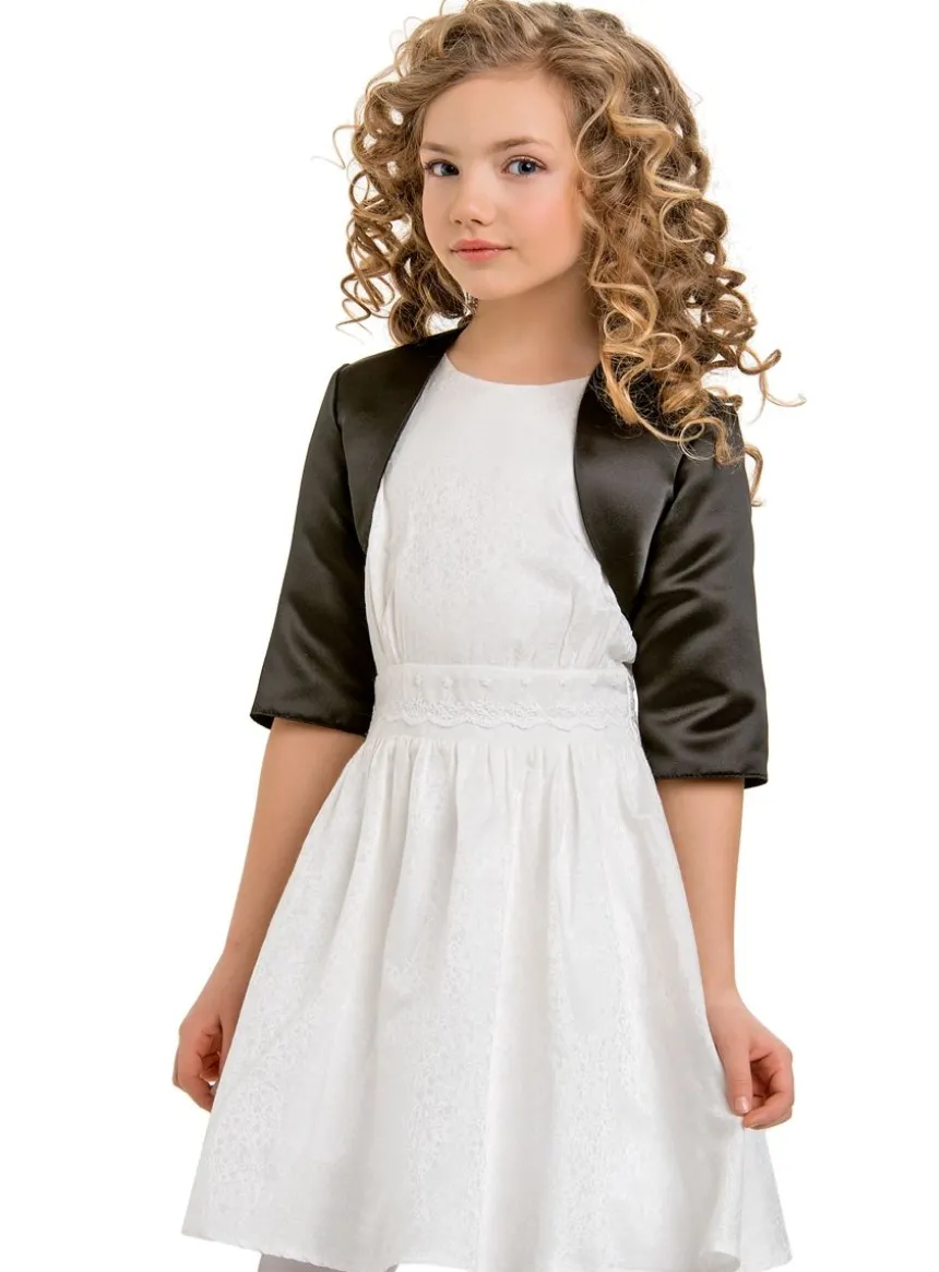 Boléro satin fille manches 3/4