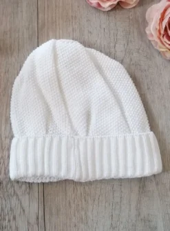 Bonnet blanc pour bébé et petit garçon
