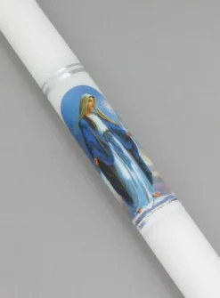 Bougie de baptême La Vierge Blanc