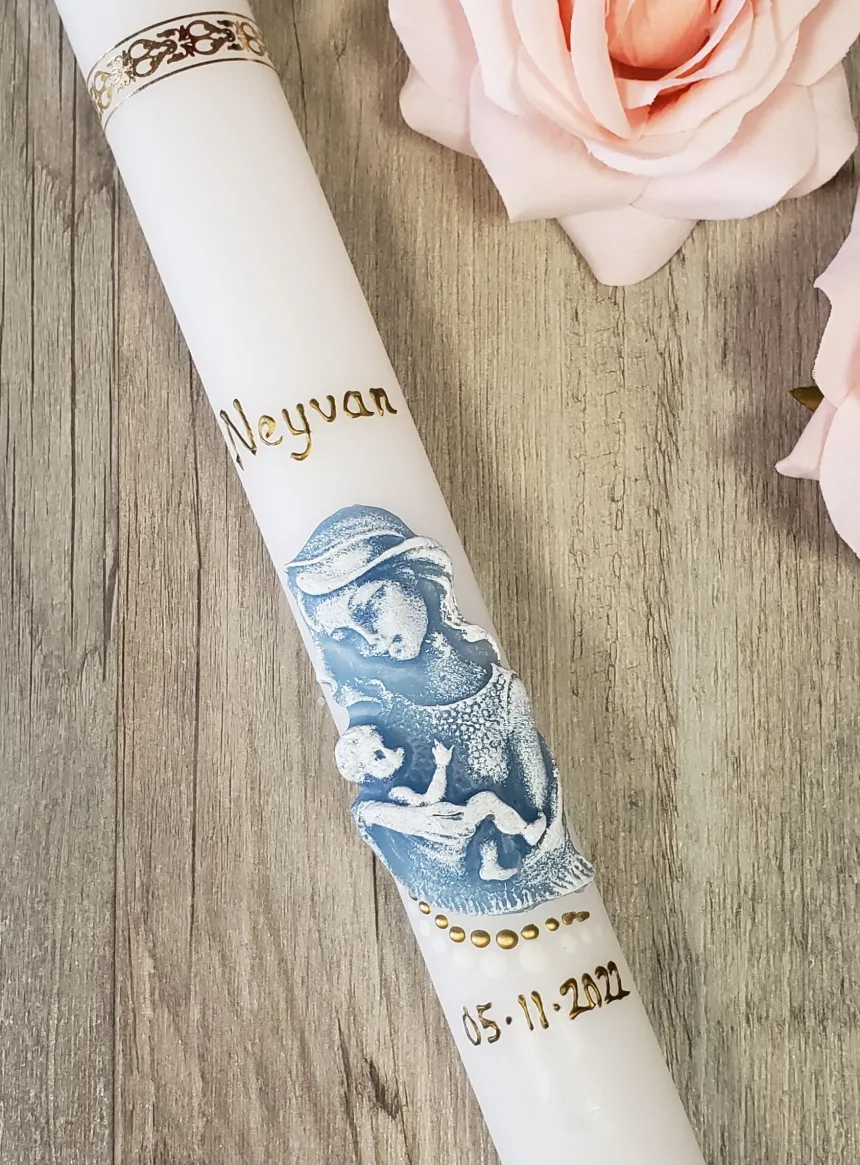 Bougie de baptême mère et enfant