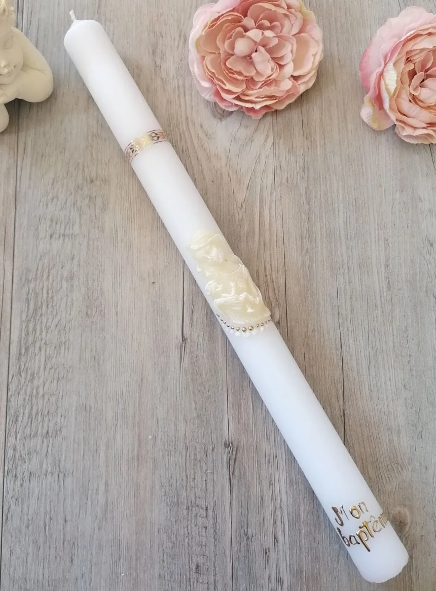 Bougie de baptême mère et enfant