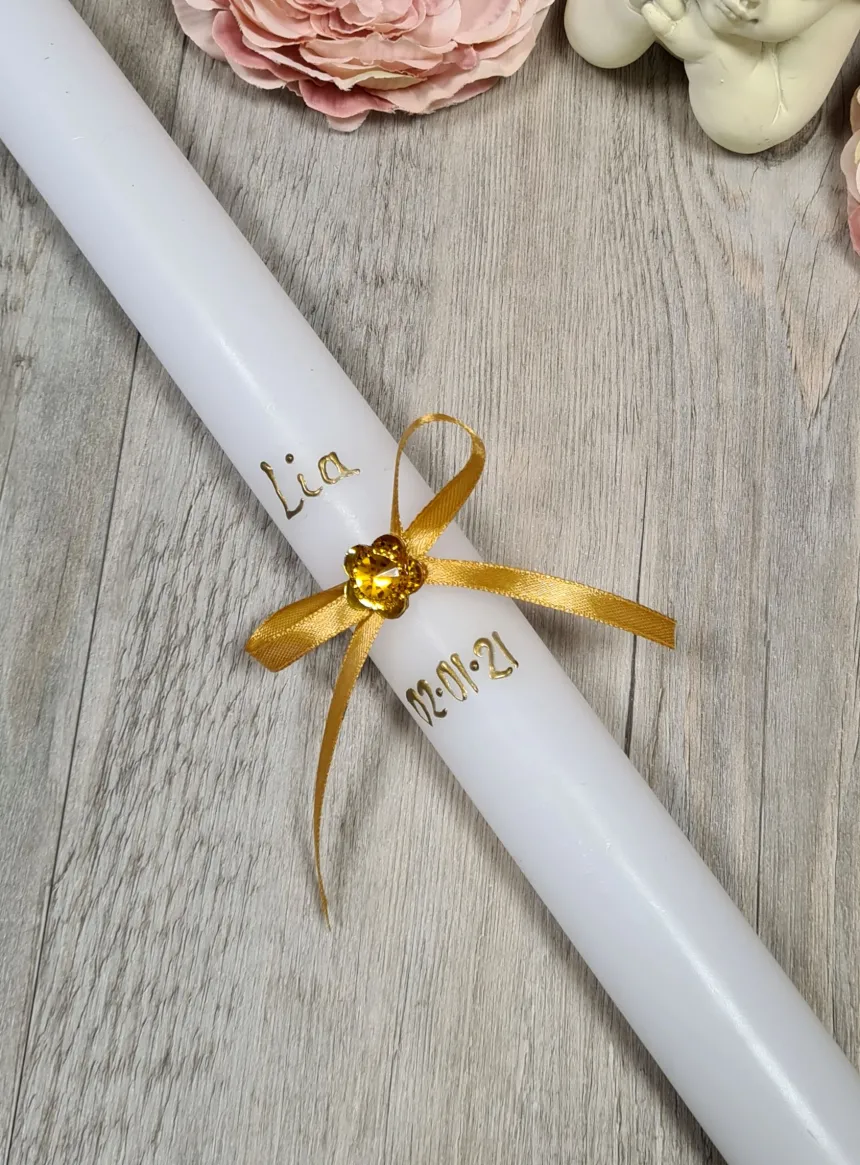 Bougie de baptême à personnaliser Blanc