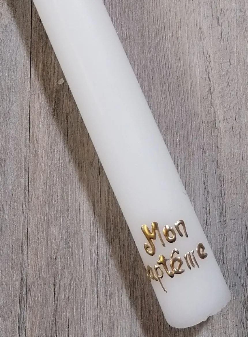 Bougie de baptême à personnaliser Blanc