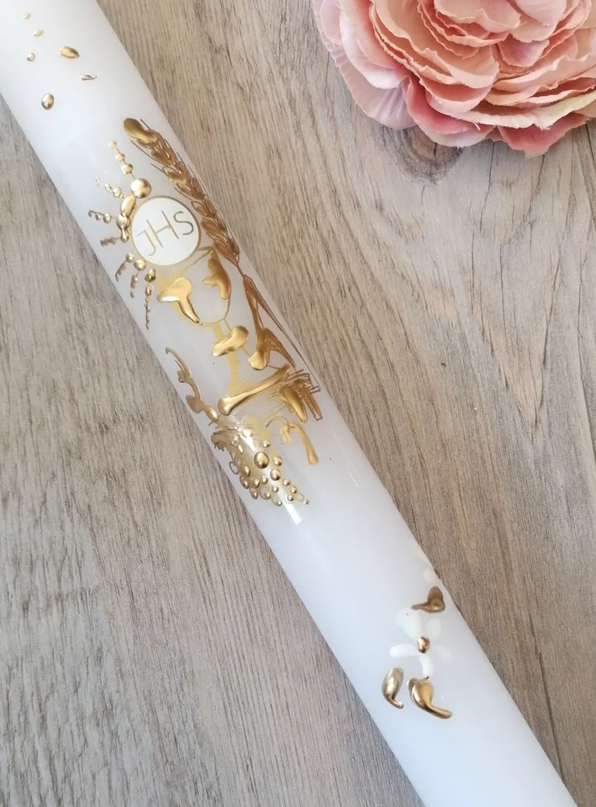 Bougie de communion calice Or