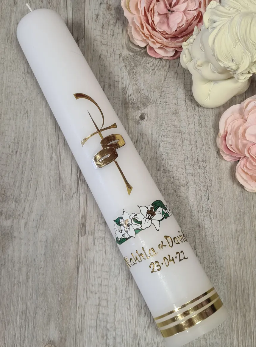 Bougie de mariage Chrétien - Personnalisable Blanc