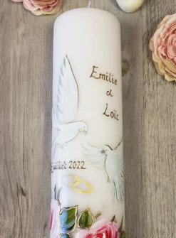 Bougie de mariage large colombe Blanc
