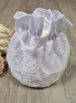 Bourse de communion dentelle fleur Blanc