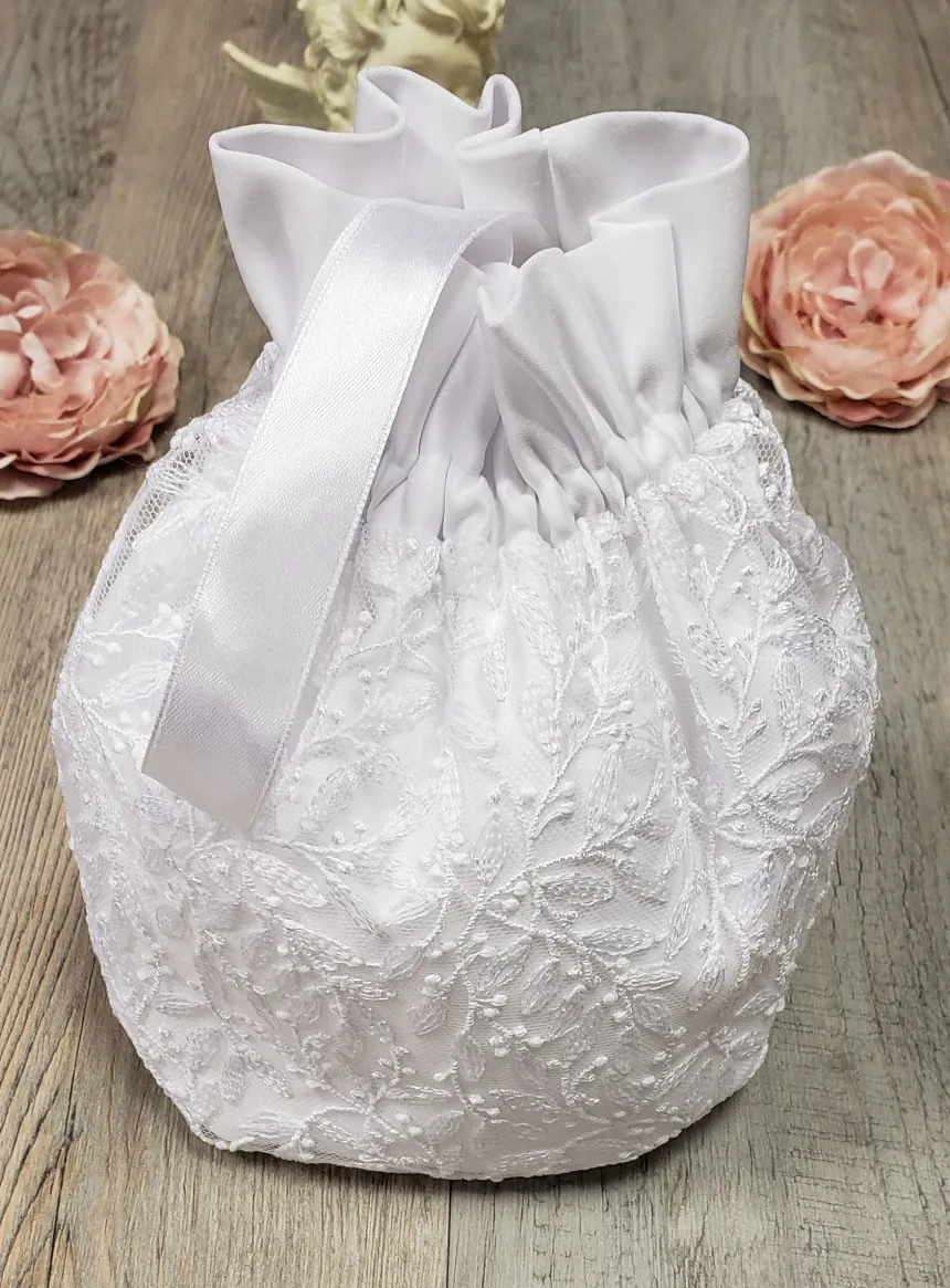 Bourse enfant dentelle brodée Blanc