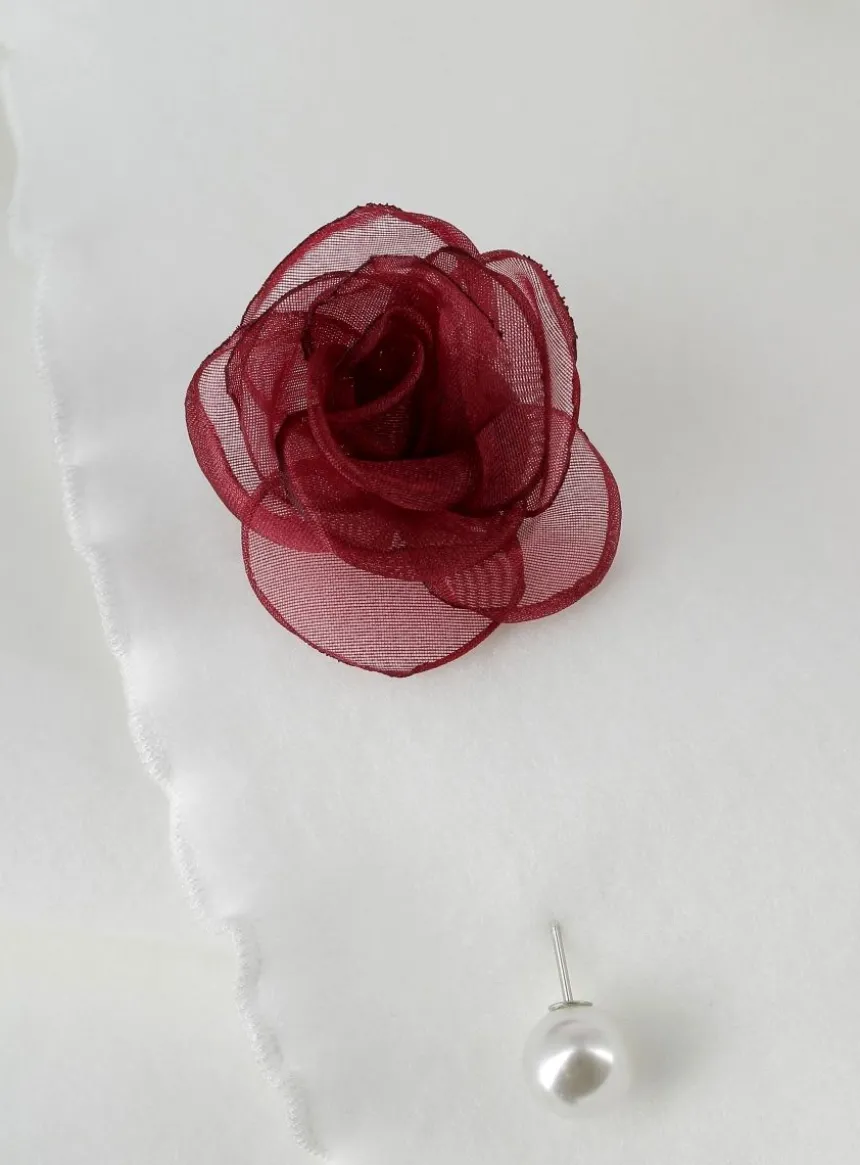 Boutonnière broche fleurs tissu