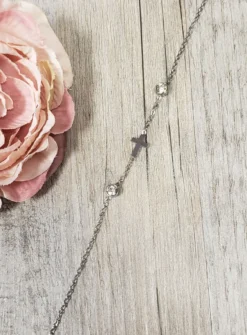 Bracelet croix et strass Gris argent