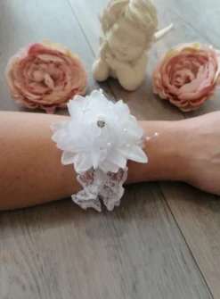 Bracelet demoiselle d'honneur fleur et strass Blanc