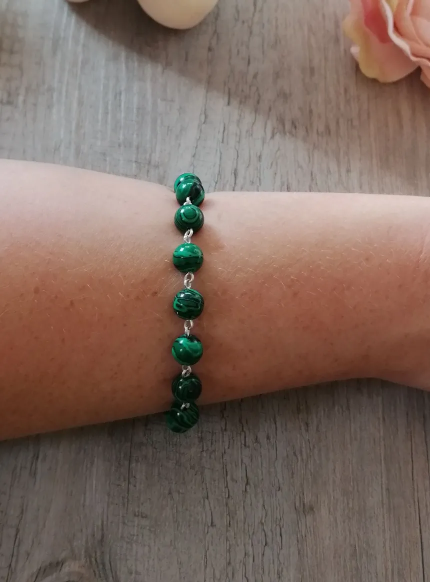 Bracelet Dizainier perles de Malachite Vert
