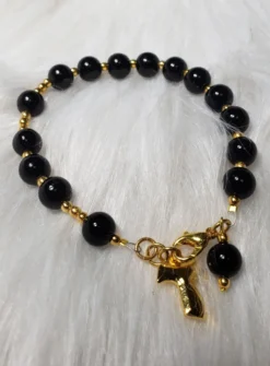 Bracelet Pierre d’onyx - Croix de Saint Antoine Noir