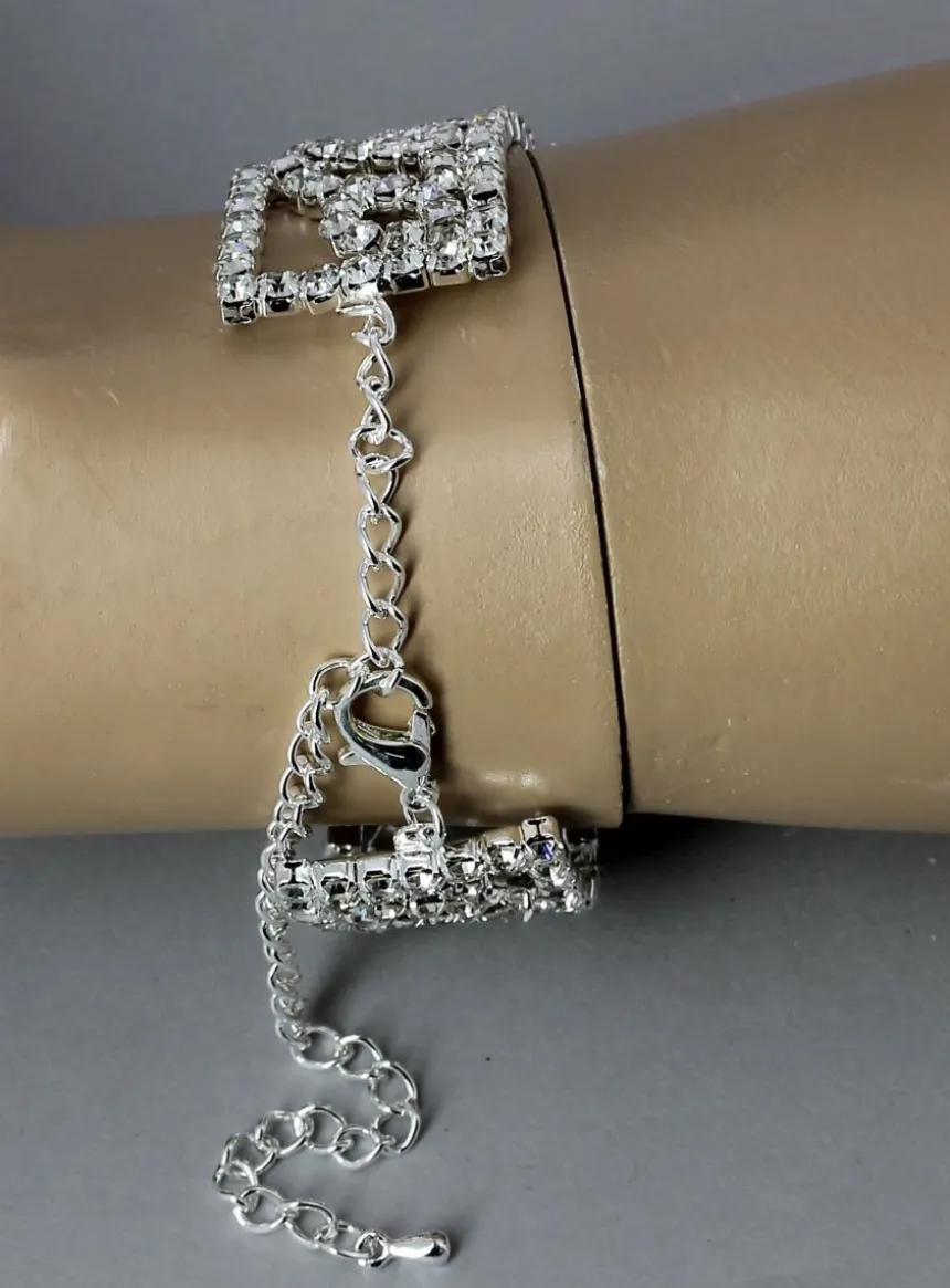 Bracelet strass multi-rangs femme Gris argent