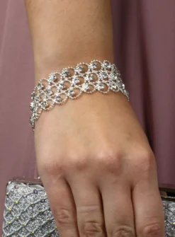 Bracelet strass souple femme Gris argent
