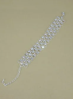 Bracelet strass souple femme Gris argent