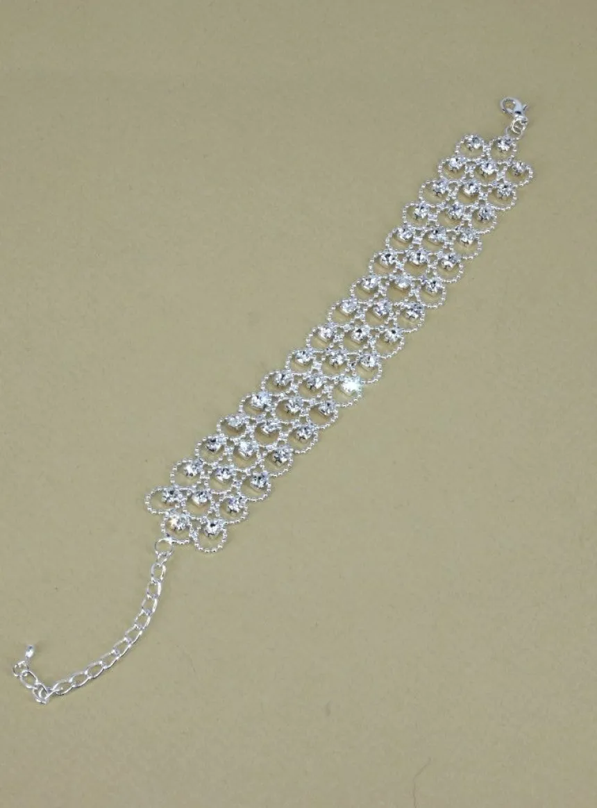 Bracelet strass souple femme Gris argent