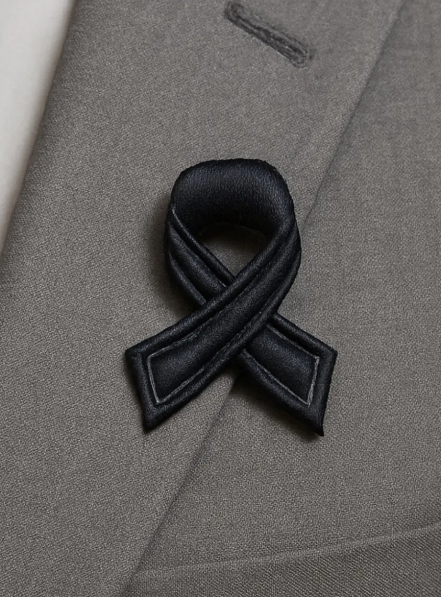 Broche Deuil ruban noir Noir