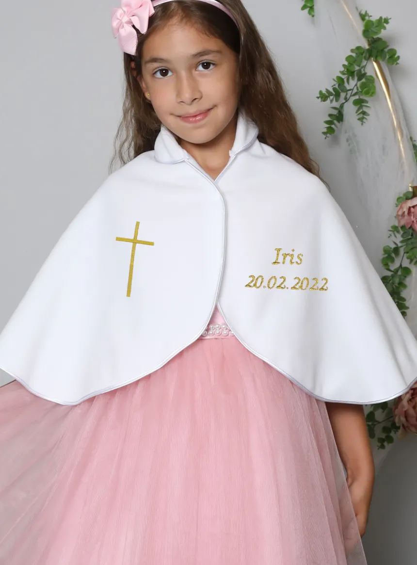 Cape blanche pour baptême ou communion